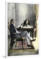 Benjamin Franklin and Richard Oswald in Paris Discussing the Peace Treaty-null-Framed Giclee Print