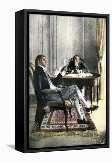 Benjamin Franklin and Richard Oswald in Paris Discussing the Peace Treaty-null-Framed Stretched Canvas