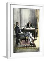 Benjamin Franklin and Richard Oswald in Paris Discussing the Peace Treaty-null-Framed Giclee Print