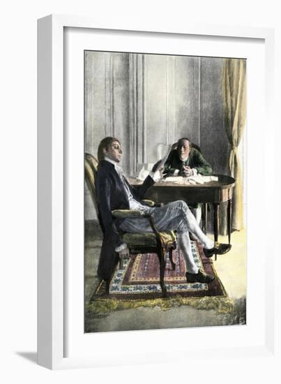 Benjamin Franklin and Richard Oswald in Paris Discussing the Peace Treaty-null-Framed Giclee Print