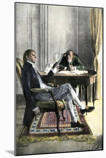 Benjamin Franklin and Richard Oswald in Paris Discussing the Peace Treaty-null-Mounted Giclee Print