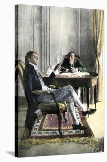 Benjamin Franklin and Richard Oswald in Paris Discussing the Peace Treaty-null-Stretched Canvas