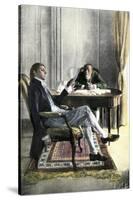 Benjamin Franklin and Richard Oswald in Paris Discussing the Peace Treaty-null-Stretched Canvas