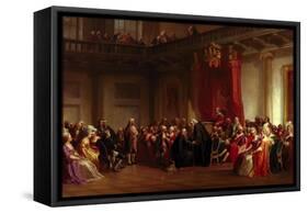Benjamin Franklin Appearing before the Privy Council-Christian Schussele-Framed Stretched Canvas