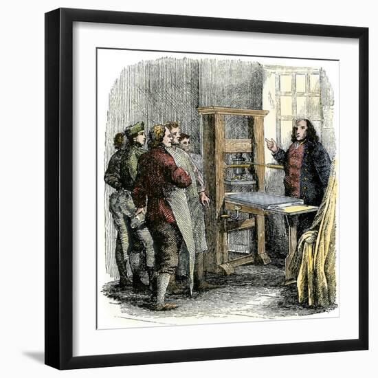 Benjamin Franklin at His Printing Press, Philadelphia-null-Framed Giclee Print