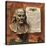 "Benjamin Franklin - bust and quote," January 19, 1946-John Atherton-Stretched Canvas