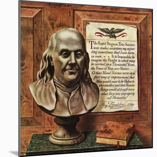 "Benjamin Franklin - bust and quote," January 19, 1946-John Atherton-Mounted Giclee Print