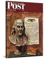 "Benjamin Franklin - bust and quote," Saturday Evening Post Cover, January 19, 1946-John Atherton-Stretched Canvas