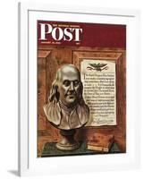 "Benjamin Franklin - bust and quote," Saturday Evening Post Cover, January 19, 1946-John Atherton-Framed Giclee Print