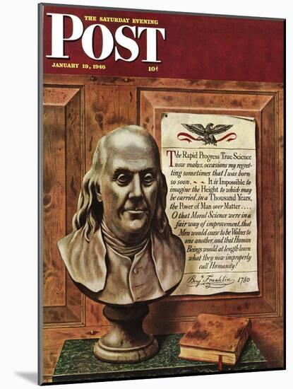 "Benjamin Franklin - bust and quote," Saturday Evening Post Cover, January 19, 1946-John Atherton-Mounted Premium Giclee Print