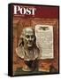 "Benjamin Franklin - bust and quote," Saturday Evening Post Cover, January 19, 1946-John Atherton-Framed Stretched Canvas