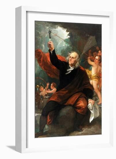 Benjamin Franklin Drawing Electricity from the Sky-Benjamin West-Framed Art Print