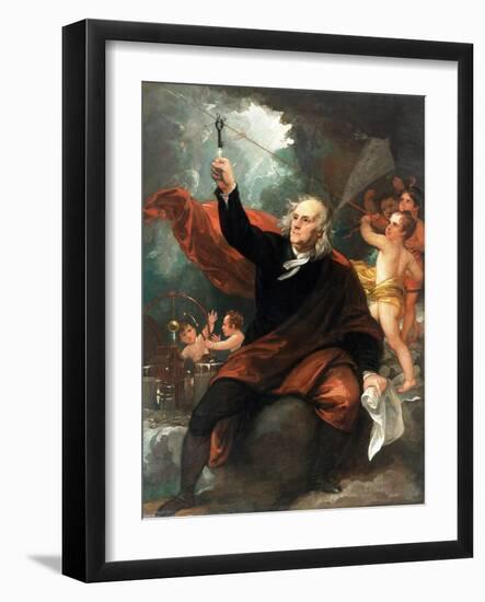 Benjamin Franklin Drawing Electricity from the Sky-Benjamin West-Framed Giclee Print