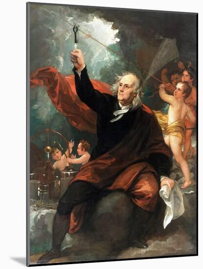 Benjamin Franklin Drawing Electricity from the Sky-Benjamin West-Mounted Giclee Print