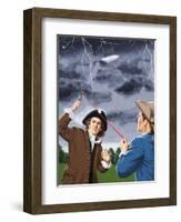 Benjamin Franklin Experimenting with Lightning-John Keay-Framed Giclee Print