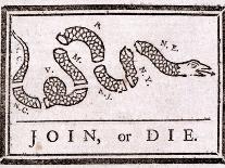 Join, or Die (Litho)-Benjamin Franklin-Stretched Canvas