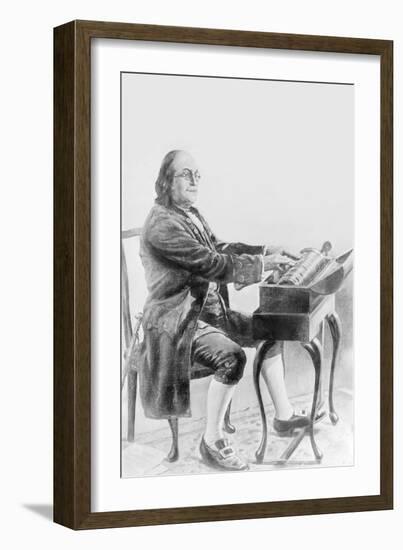 Benjamin Franklin Playing the Armonica-null-Framed Art Print