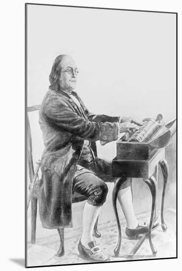 Benjamin Franklin Playing the Armonica-null-Mounted Art Print