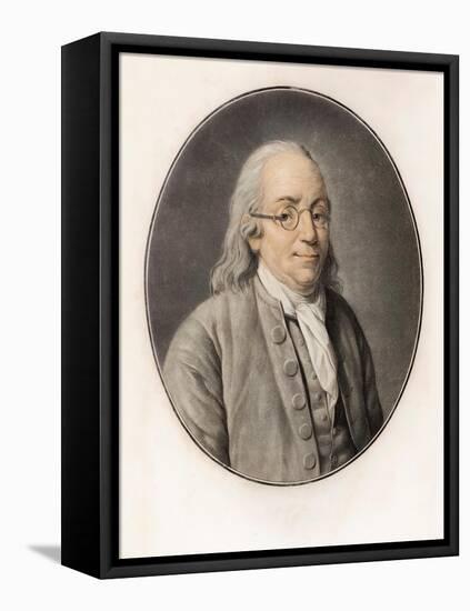 Benjamin Franklin. Portrait (Engraving)-Louis Michel van (after) Loo-Framed Stretched Canvas