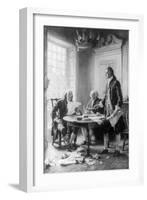 Benjamin Franklin Reading Draft of Declaration of Independence-Jean Leon Gerome Ferris-Framed Art Print