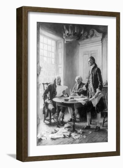 Benjamin Franklin Reading Draft of Declaration of Independence-Jean Leon Gerome Ferris-Framed Premium Giclee Print