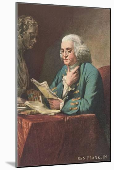 Benjamin Franklin Reading-null-Mounted Art Print