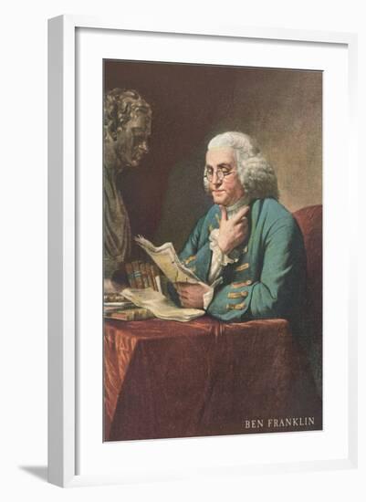 Benjamin Franklin Reading-null-Framed Art Print