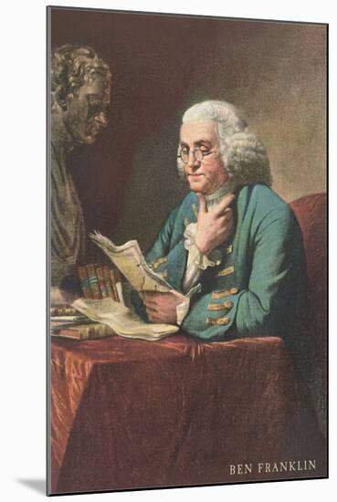 Benjamin Franklin Reading-null-Mounted Art Print