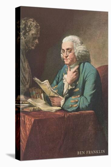 Benjamin Franklin Reading-null-Stretched Canvas
