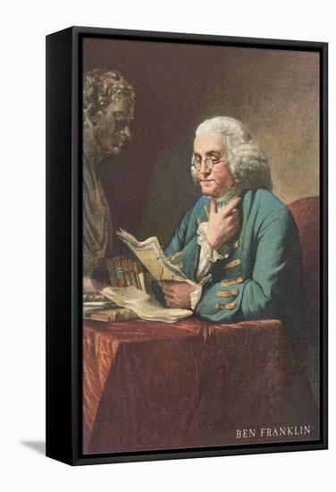 Benjamin Franklin Reading-null-Framed Stretched Canvas