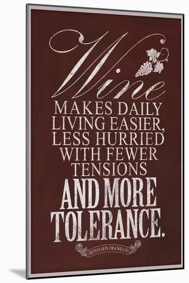 Benjamin Franklin Wine Quote-null-Mounted Art Print