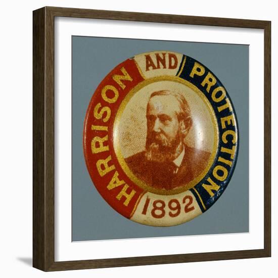 Benjamin Harrison Campaign Button-David J. Frent-Framed Photographic Print