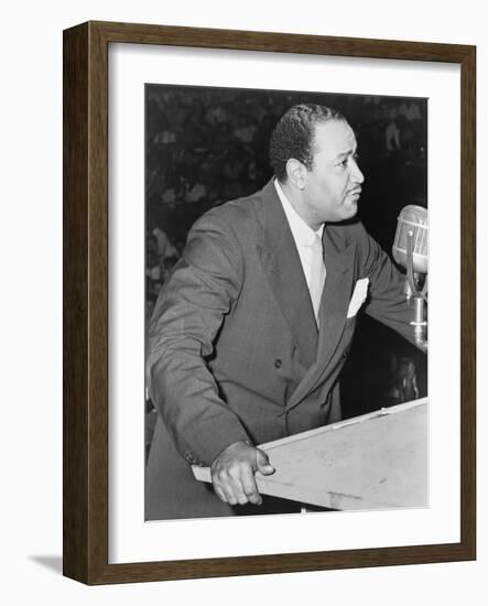 Benjamin J Davis Speaking at the Negro Freedom Rally, Madison Square Garden, New York City-null-Framed Photo