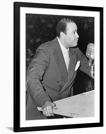 Benjamin J Davis Speaking at the Negro Freedom Rally, Madison Square Garden, New York City-null-Framed Photo