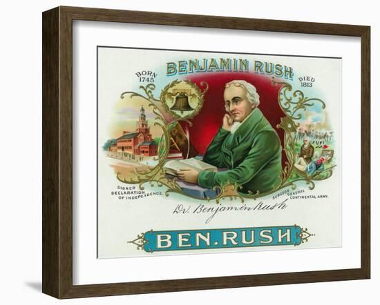 Benjamin Rush Brand Cigar Box Label, Founder of Dickinson College-Lantern Press-Framed Art Print