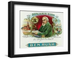 Benjamin Rush Brand Cigar Box Label, Founder of Dickinson College-Lantern Press-Framed Art Print