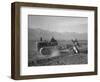 Benji Iguchi driving a tractor, Manzanar Relocation Center, California, 1943-Ansel Adams-Framed Photographic Print