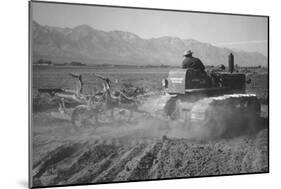 Benji Iguchi Driving Tractor in Field-Ansel Adams-Mounted Art Print