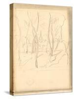 Bennecourt Seen Through the Trees (Pencil on Paper)-Claude Monet-Stretched Canvas