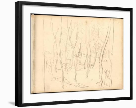 Bennecourt Seen Through the Trees (Pencil on Paper)-Claude Monet-Framed Giclee Print