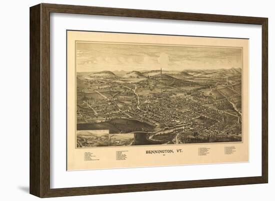 Bennington, Vermont - Panoramic Map-Lantern Press-Framed Art Print