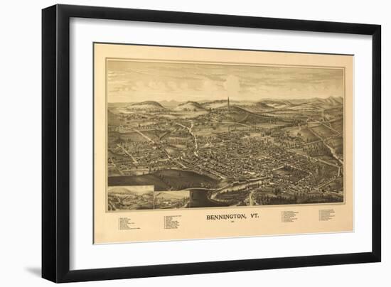 Bennington, Vermont - Panoramic Map-Lantern Press-Framed Art Print