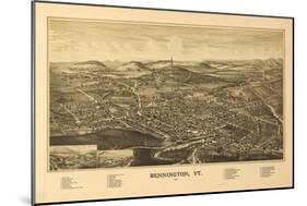 Bennington, Vermont - Panoramic Map-Lantern Press-Mounted Art Print