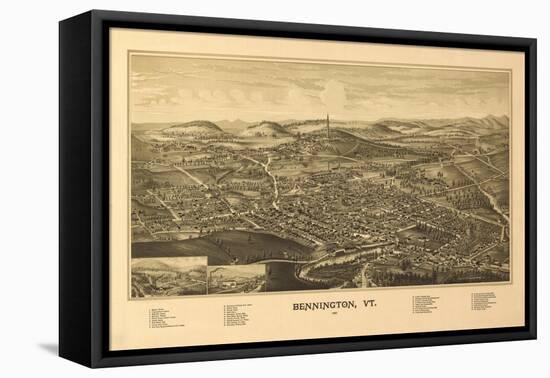 Bennington, Vermont - Panoramic Map-Lantern Press-Framed Stretched Canvas