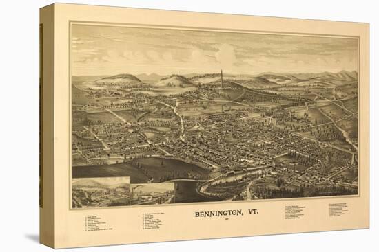 Bennington, Vermont - Panoramic Map-Lantern Press-Stretched Canvas