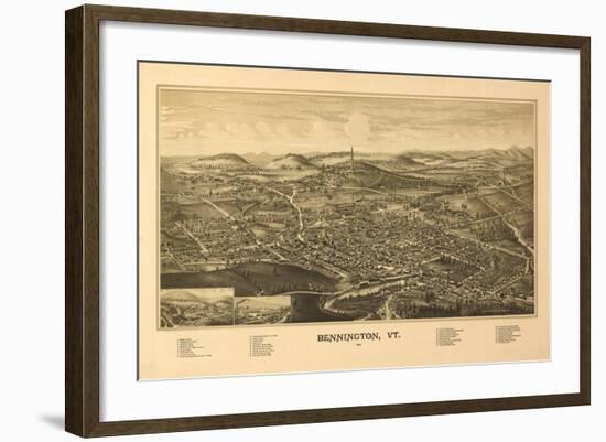 Bennington, Vermont - Panoramic Map-Lantern Press-Framed Art Print