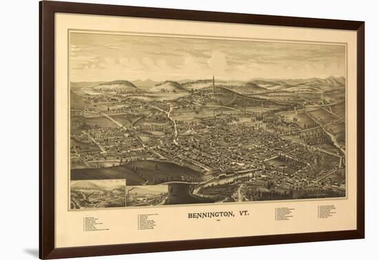 Bennington, Vermont - Panoramic Map-Lantern Press-Framed Art Print