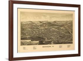 Bennington, Vermont - Panoramic Map-Lantern Press-Framed Premium Giclee Print