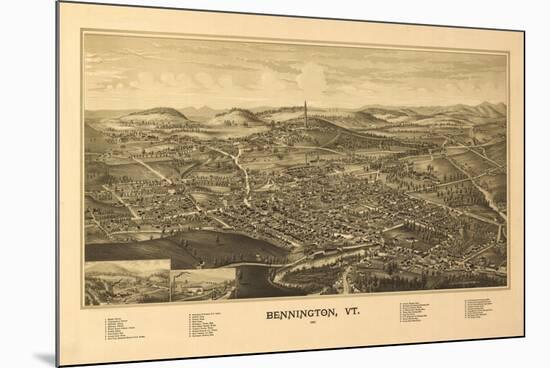 Bennington, Vermont - Panoramic Map-Lantern Press-Mounted Premium Giclee Print