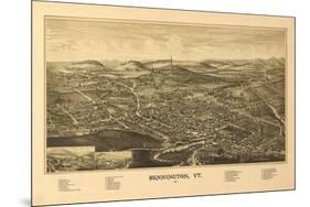 Bennington, Vermont - Panoramic Map-Lantern Press-Mounted Premium Giclee Print